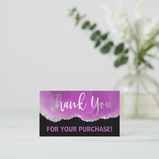 Paarse zwarte zilvervaten glitter Agate Hartelijk Visitekaartje (Staand voorkant)