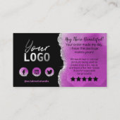Paarse zwarte zilvervaten glitter Agate Hartelijk  Visitekaartje (Achterkant)