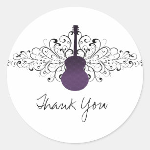 Paarse zwendel Guitar Dank je wel Ronde Sticker