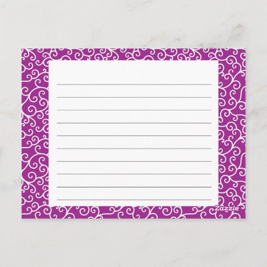 Paarse zwenkkaart briefkaart (Achterkant)