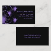 Paarse Zwirly Flowers op zwart Visitekaartje (Voorkant / Achterkant)