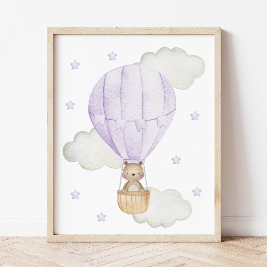 Paarsehete luchtballon, Dieren, Beer, Sterren Poster