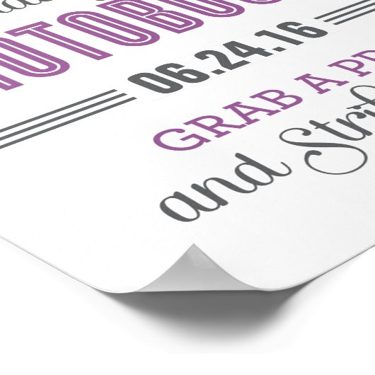 Paarsgrijze aangepaste trouwfotocabinebord poster (Hoek)