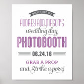 Paarsgrijze aangepaste trouwfotocabinebord poster (Voorkant)