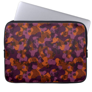 paarsrode en oranje camouflage abstract laptop sleeve