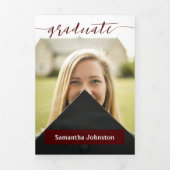 Paarsrood Afstudeer Script Modern Drie Foto Drieluik Uitnodiging (Cover)