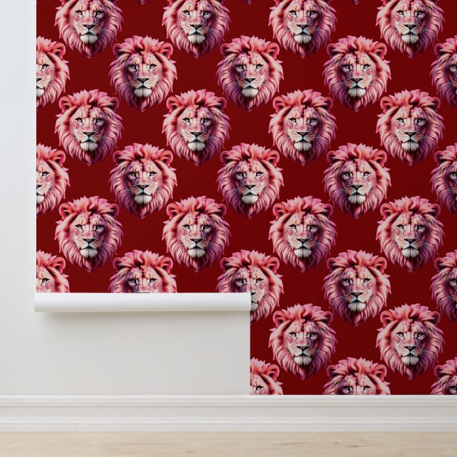 Paarsroze Leeuwenkop Ontwerp  Behang (Creator heeft geüpload)