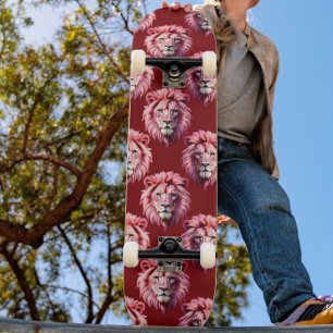 Paarsroze Leeuwenkop Ontwerp Persoonlijk Skateboard