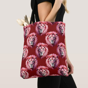 Paarsroze Leeuwenkop Ontwerp Tote Bag