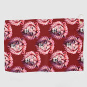 Paarsroze Leeuwenkopontwerp  Golfhanddoek (Horizontaal)