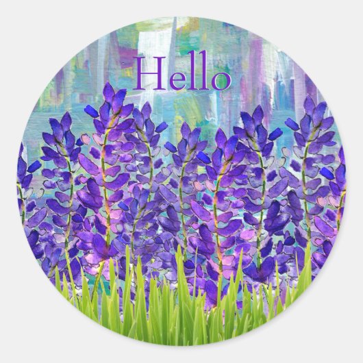 Paarsste Hallo Sticker Lupine bloemen (Voorkant)