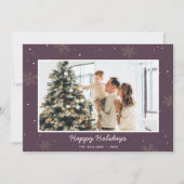 Paarsste Prettige feestdagen Familie Foto Snowflak Feestdagenkaart (Voorkant)