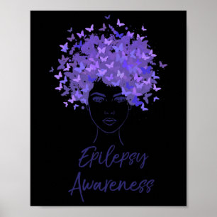 Paarsvlinders-cadeau voor epilepsiebewustzijn poster