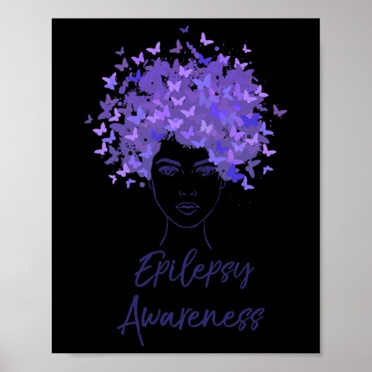 Paarsvlinders-cadeau voor epilepsiebewustzijn poster (Voorkant)