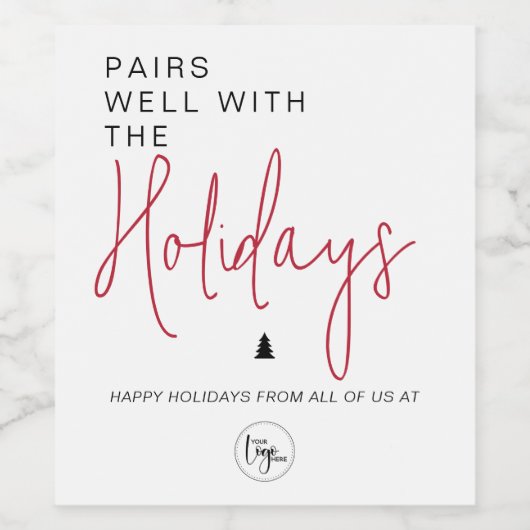 Paart goed met de Feestdagen Voeg zakelijke Logo Wijn Etiket (Enkel label)