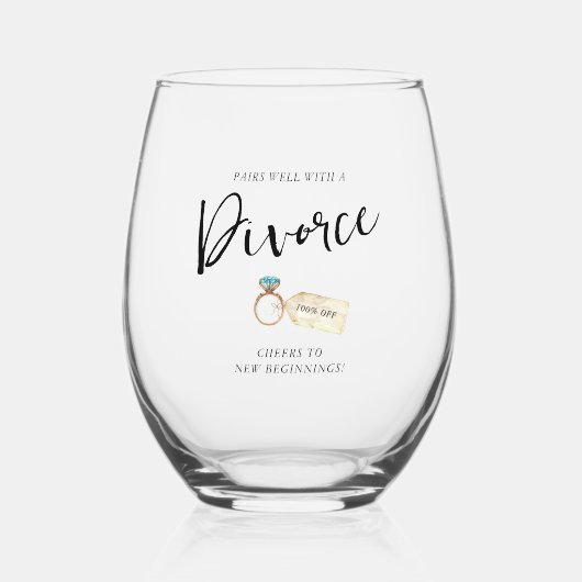 Paart goed met echtscheiding wijnglas zonder voet (Voorkant)