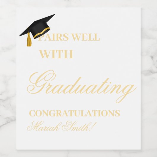 Paart goed met Graduating University Afstuderen Wijn Etiket (Enkel label)