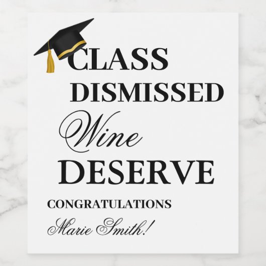 Paart goed met Graduating University Afstuderen Wijn Etiket (Enkel label)