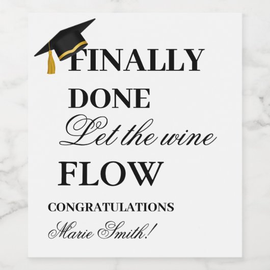 Paart goed met Graduating University Afstuderen Wijn Etiket (Enkel label)