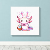 Paas Axolotl Konijnenoren Eieren T-Shirt Canvas Afdruk (Insitu (Houten vloer))