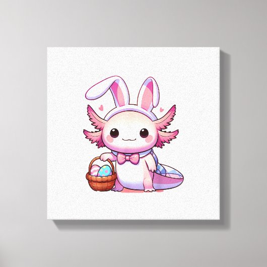 Paas Axolotl Konijnenoren Eieren T-Shirt Canvas Afdruk (Voorkant)