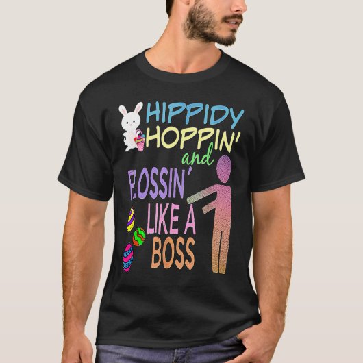 Paas Baas Konijn & Versierde Eieren T-shirt (Voorkant)