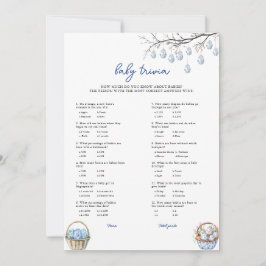 Paas Baby Trivia Baby shower Game Kaart