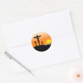 Paas Calvariekruis Ronde Sticker (Envelop)