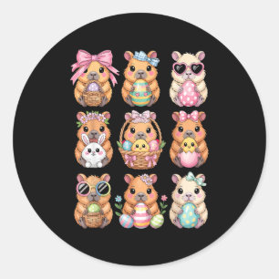 Paas Capybaras Schattige Capybara Eieren Jagen Kon Ronde Sticker