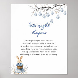 Paas Chinoiserie Baby shower Late Night Luiers Poster