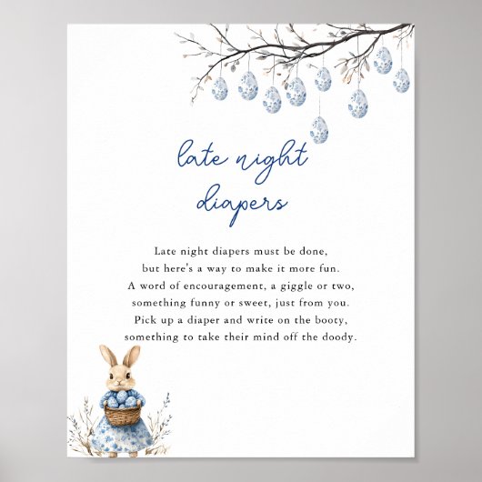 Paas Chinoiserie Baby shower Late Night Luiers Poster (Voorkant)