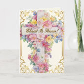 Paas Christus is verrezen bloemkruisgebed  Feestdagen Kaart (Voorkant)