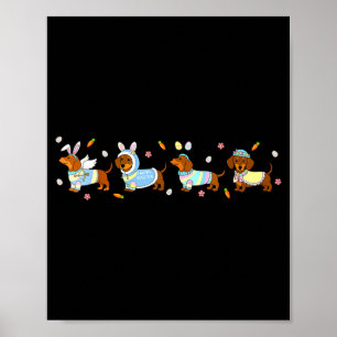 Paas-dachshond konijn eieren voor tieners jongens poster