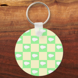 Paas dambordpatroon met motief witte kuiken sleutelhanger