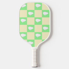Paas dambordpatroon met motief witte kuikens pickleball paddle