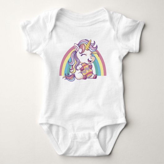 Paas Eenhoorn met Regenboog Manen Romper (Voorkant)