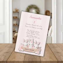Paas-Eerste Verjaardagsuitnodiging - Kawaii Konijn
