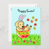 Paas-ei Gele Labrador Puppy Cartoon Feestdagenkaart (Voorkant / Achterkant)