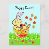 Paas-ei Gele Labrador Puppy Cartoon Feestdagenkaart (Voorkant)