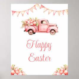 Paas-ei zoektocht met roze vrachtwagen poster