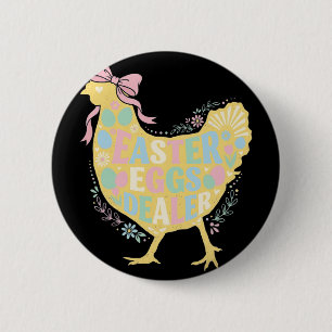 Paas-eier dealer Loral Kip Hen Coquette Strik Ronde Button 5,7 Cm