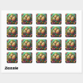PAAS EIER TUIN VIERKANTE STICKER (Vel)
