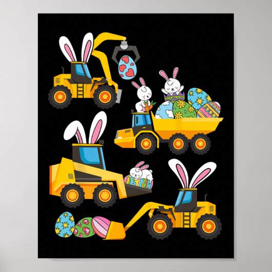 Paas Eieren Bouw Graafmachine Pasen Jongens Poster (Voorkant)