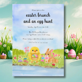Paas Eieren Brunch Kuiken Paashaas Feest Kaart