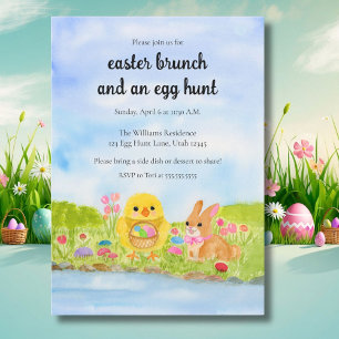 Paas Eieren Brunch Kuiken Paashaas Feest Kaart