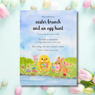 Paas Eieren Brunch Kuiken Paashaas Feest Uitnodiging Briefkaart