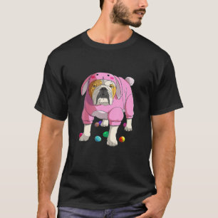 Paas Eieren Engelse Bulldog Konijn Pyjama Hond T-shirt