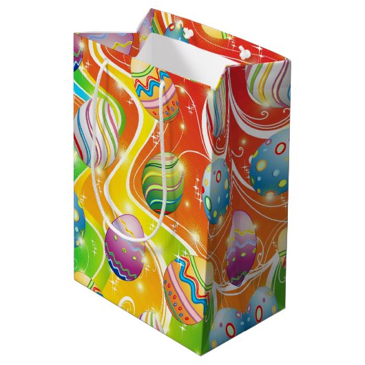 Paas Eieren Feestelijk Patroon Medium Cadeauzakje (Achterkant Gekanteld)