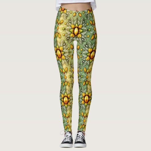 PAAS EIEREN ~ Groen Geel 3D ~ Leggings (Voorkant)