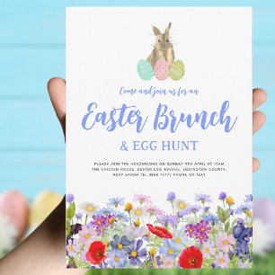 Paas Eieren Jacht Boho Wilde Bloemen Konijn Kaart